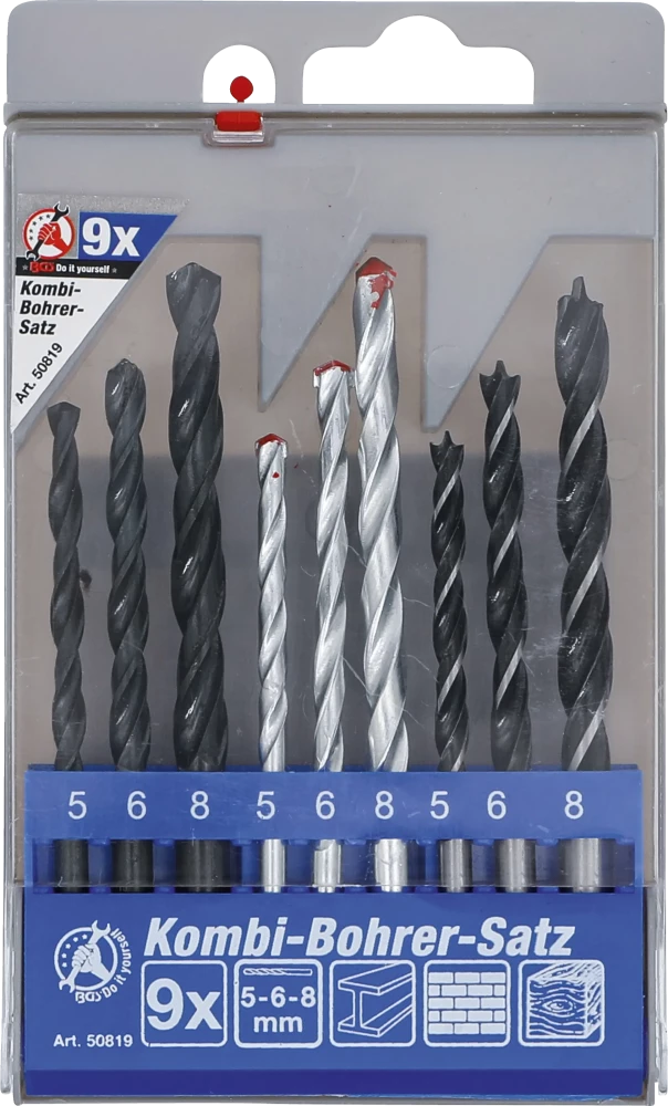 Conjunto de brocas combinadas | 5 - 8 mm | 9 peças