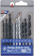 Conjunto de brocas combinadas | 5 - 8 mm | 9 peças