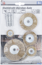 Conjunto de escovas de fio de aço | Ø 25 - 75 mm | 8 peças