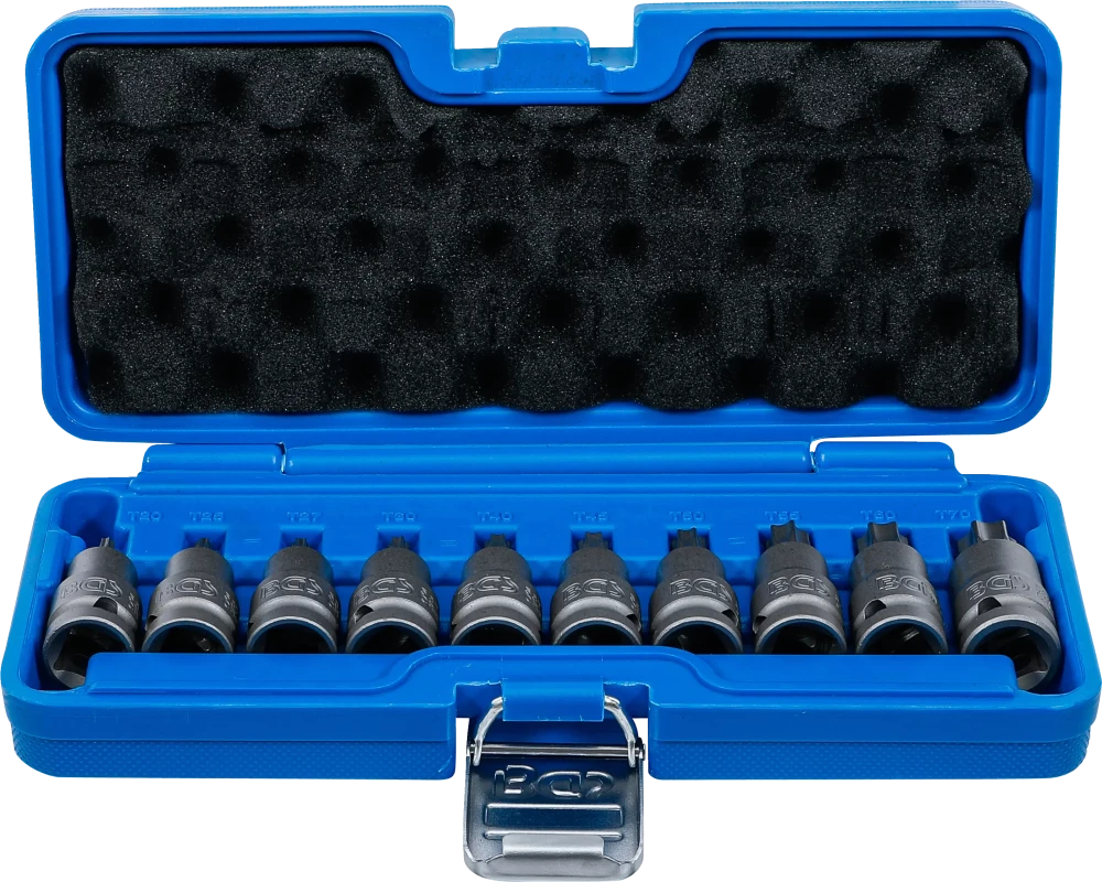 Conjunto de Encaixes de Impacto Torx | 1/2" | T20 - T70 | 10 peças