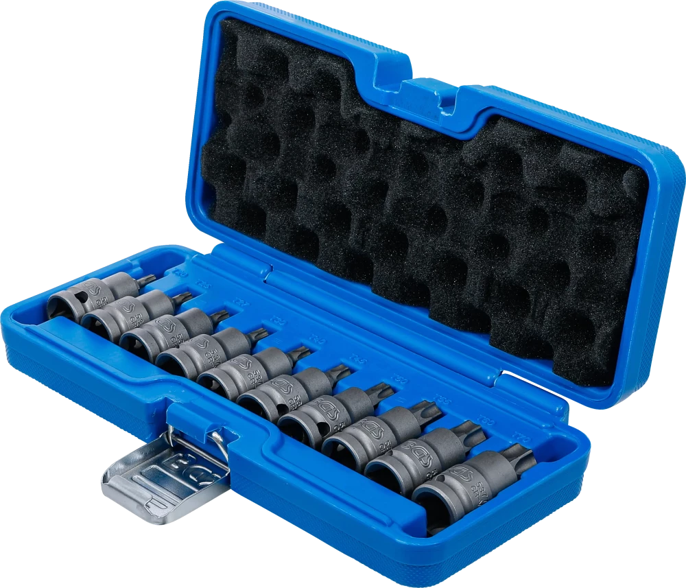 Conjunto de Encaixes de Impacto Torx | 1/2" | T20 - T70 | 10 peças