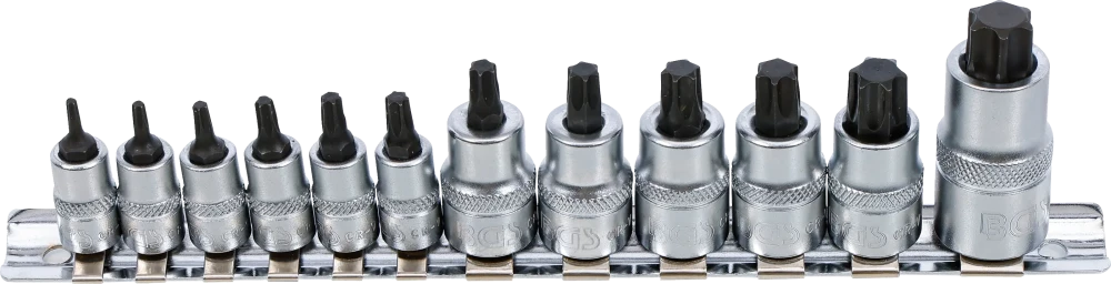 Conjunto de Encaixes para Pontas Torx Extra Curtos | T8 - T60 | 12 peças