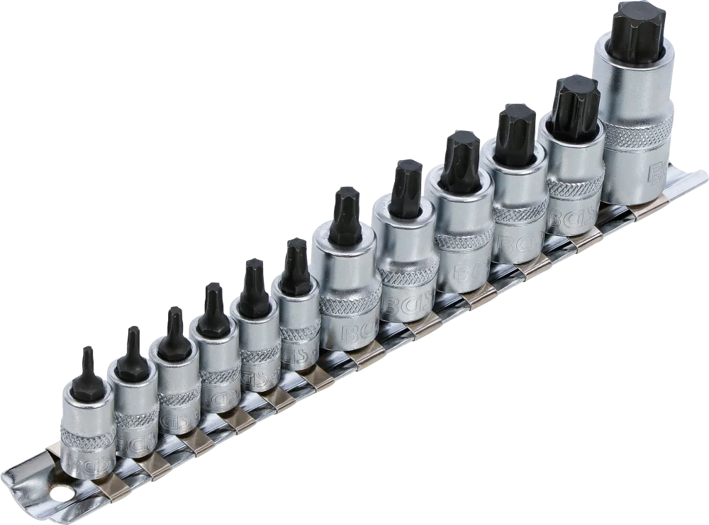 Conjunto de Encaixes para Pontas Torx Extra Curtos | T8 - T60 | 12 peças