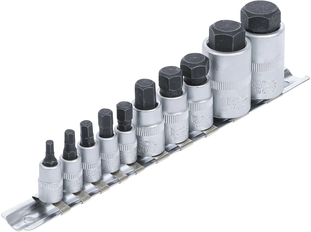 Conjunto de Encaixes para Pontas Extra Curtos | Sextavado Interno | 4-19 mm | 10 peças