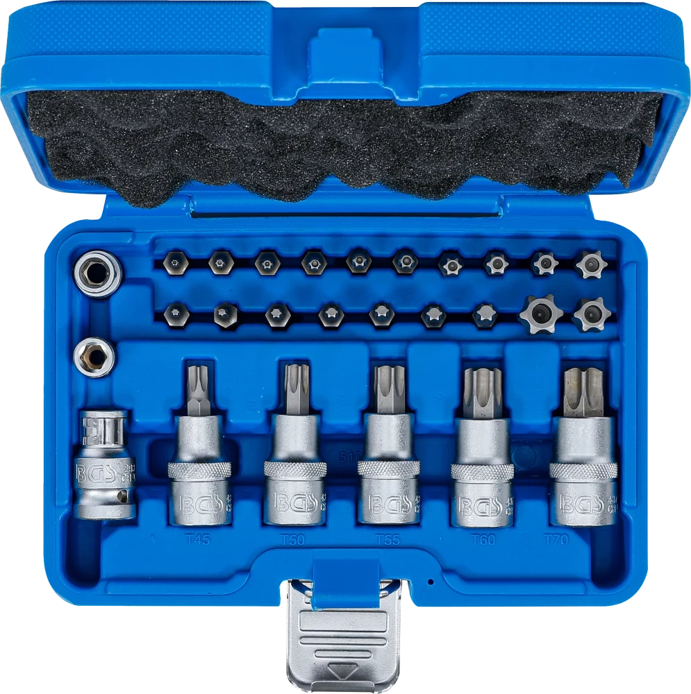Conjunto de Encaixes e Pontas Torx | 1/2" | T10 - T70 | 27 peças