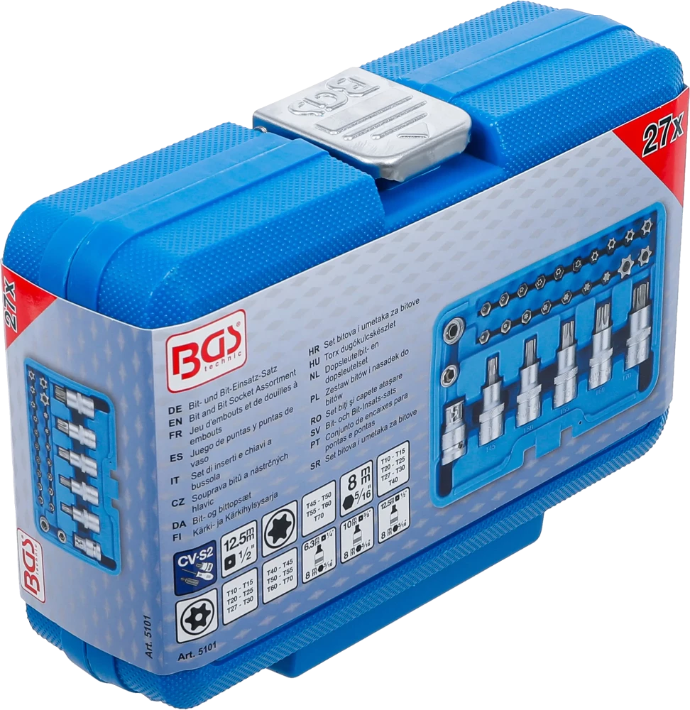 Conjunto de Encaixes e Pontas Torx | 1/2" | T10 - T70 | 27 peças