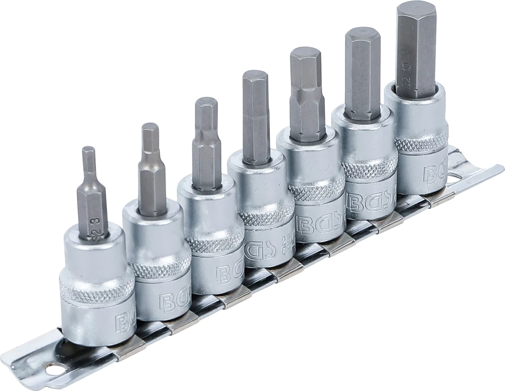 Conjunto de Encaixes para Pontas | Sextavado Interno | 3/8" | 7 peças