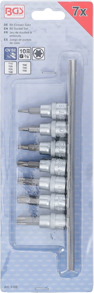 Conjunto de Encaixes para Pontas Torx | 3/8" | T15 - T50 | 7 peças