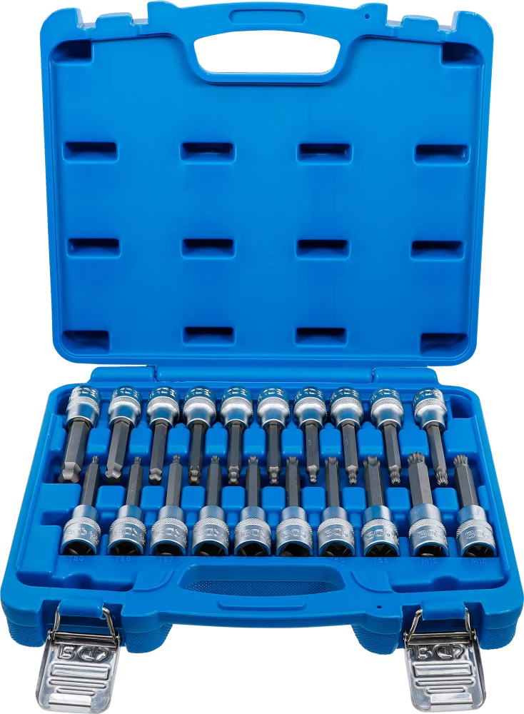 Conjunto de Encaixes para Pontas | Sextavado, Torx, XZN Cabeça Esférica | 1/2" | 20 peças