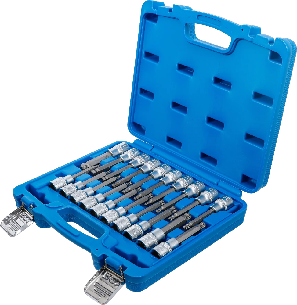 Conjunto de Encaixes para Pontas | Sextavado, Torx, XZN Cabeça Esférica | 1/2" | 20 peças