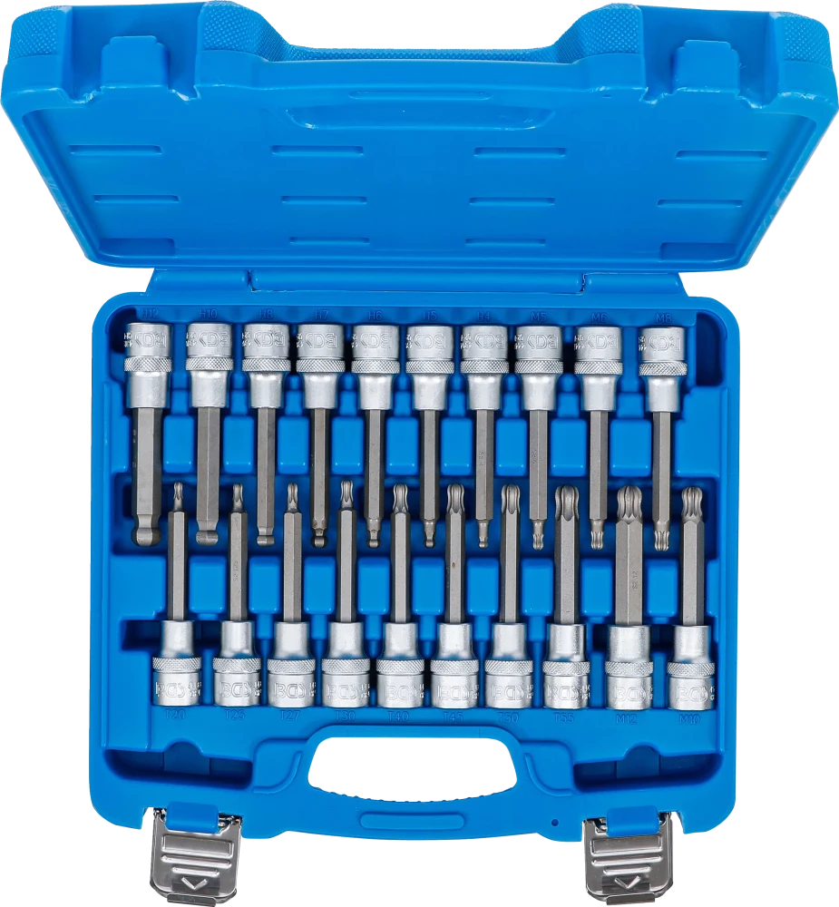 Conjunto de Encaixes para Pontas | Sextavado, Torx, XZN Cabeça Esférica | 1/2" | 20 peças