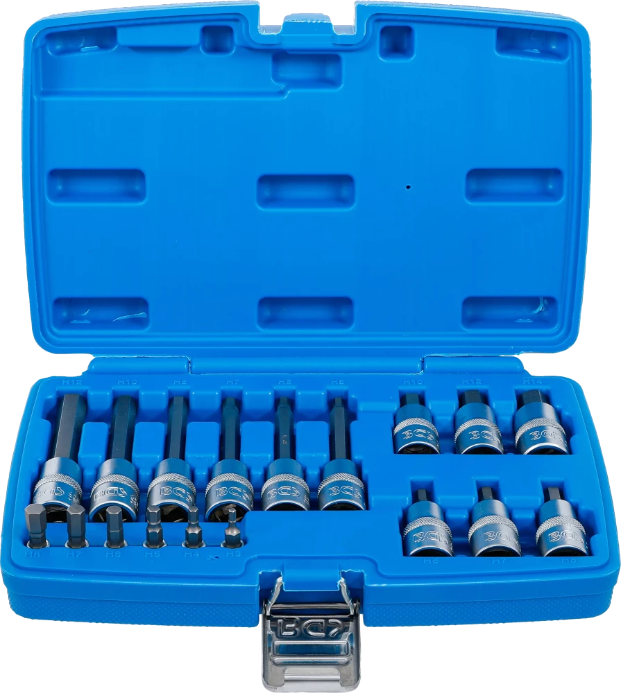 Conjunto de Encaixes para Pontas | Sextavado Interno | 1/4" + 1/2" | 18 peças