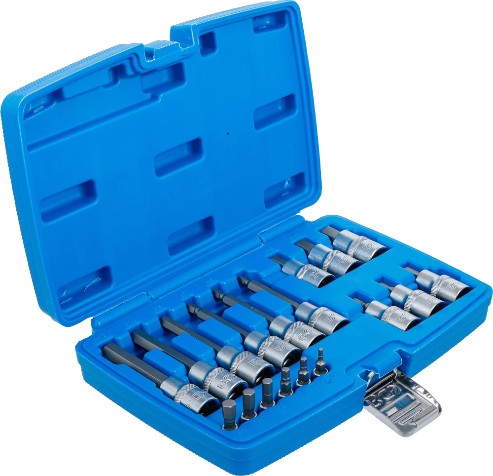 Conjunto de Encaixes para Pontas | Sextavado Interno | 1/4" + 1/2" | 18 peças