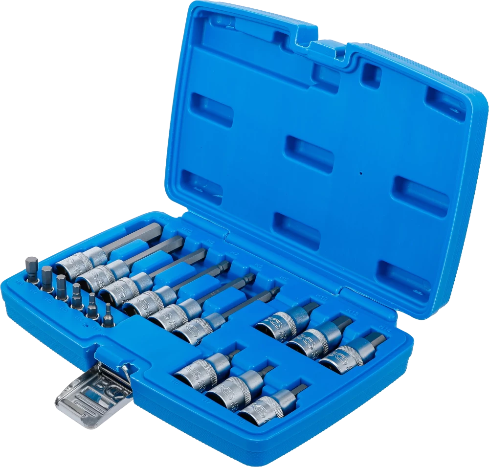 Conjunto de Encaixes para Pontas | Sextavado Interno | 1/4" + 1/2" | 18 peças
