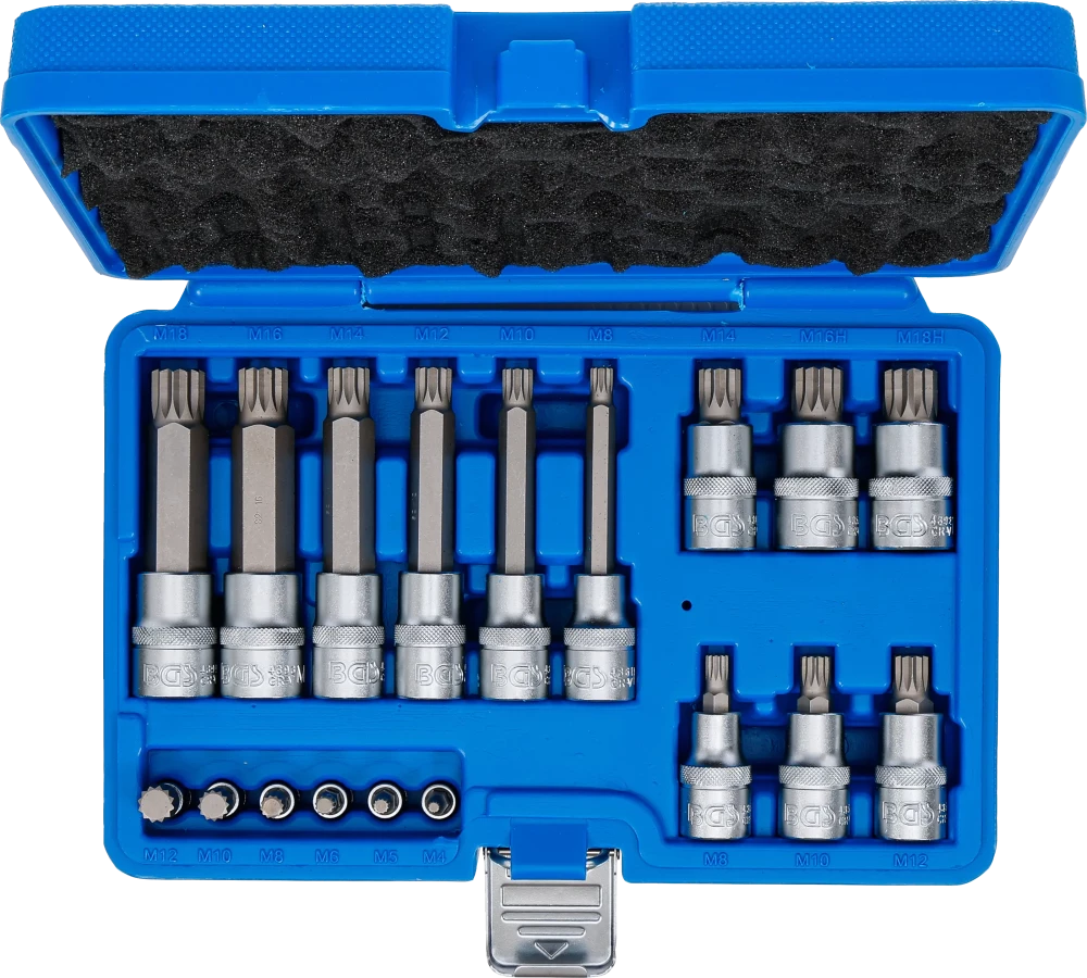 Conjunto de Encaixes para Pontas XZN | 1/4" e 1/2" | 18 peças