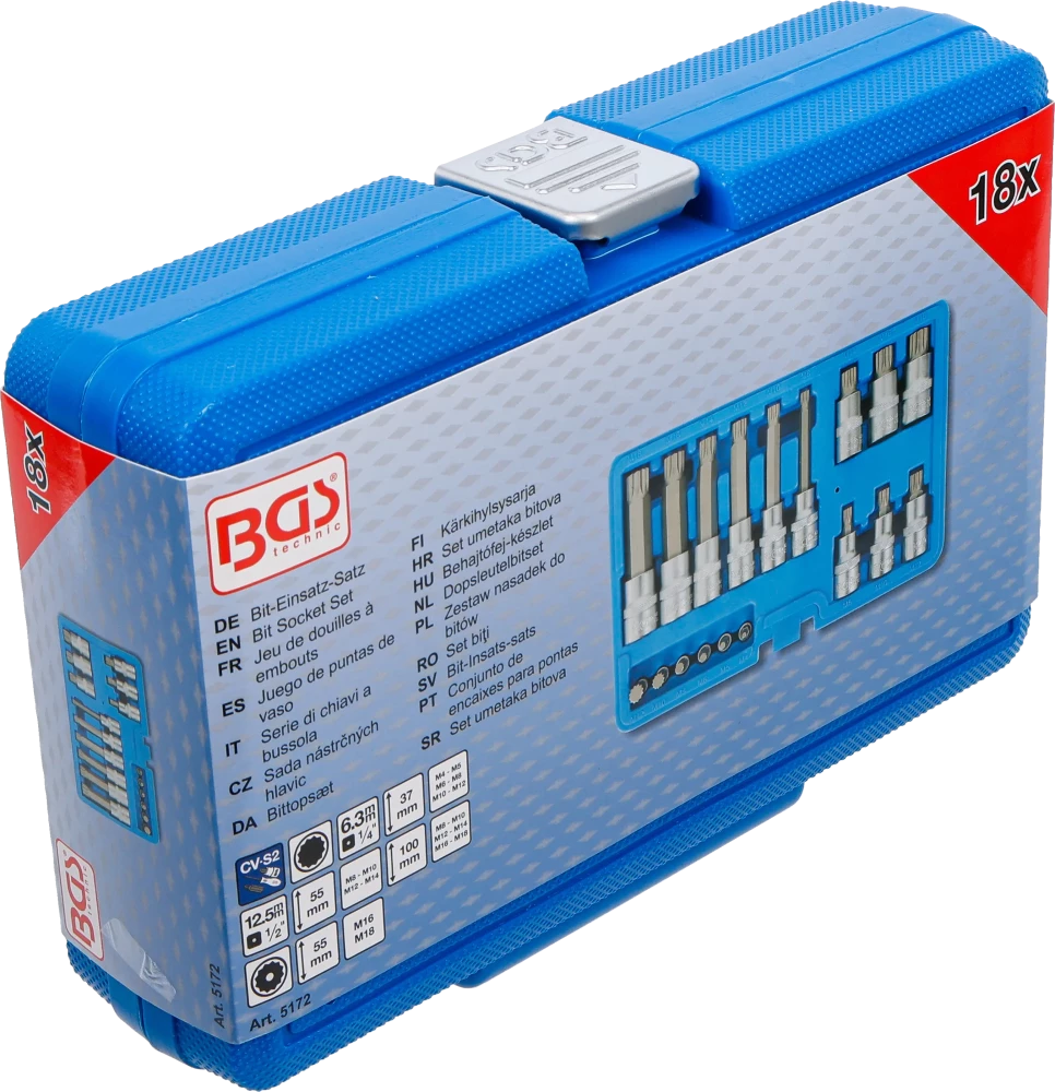 Conjunto de Encaixes para Pontas XZN | 1/4" e 1/2" | 18 peças