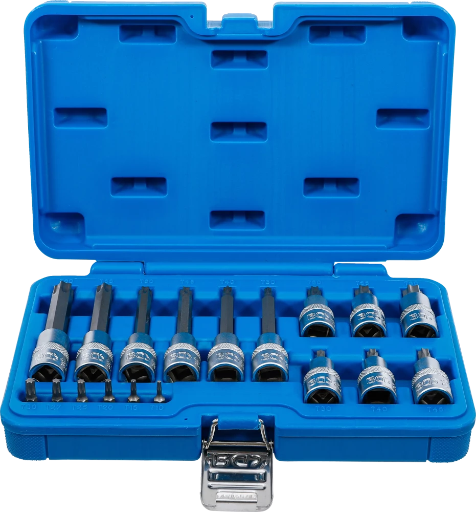 Conjunto de Encaixes Torx | 1/4" e 1/2" | T10-T60 (std + 100mm) | 18 peças
