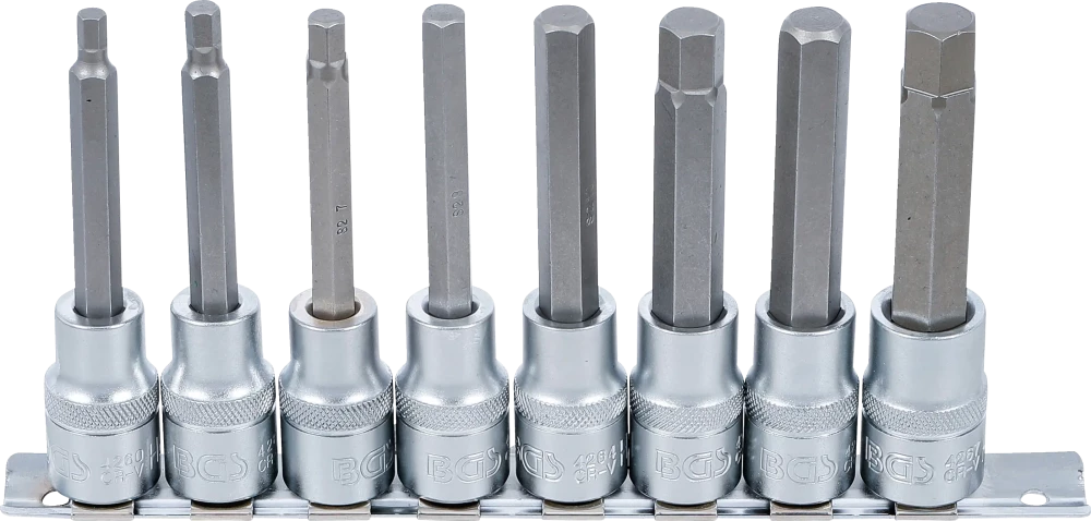Conjunto de Encaixes para Pontas | Sextavado Interno Longo | 1/2" | 8 peças