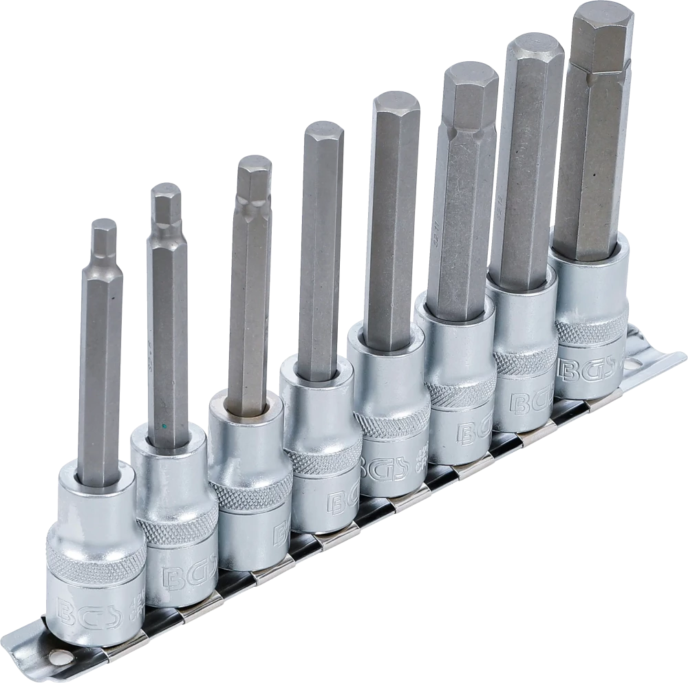 Conjunto de Encaixes para Pontas | Sextavado Interno Longo | 1/2" | 8 peças