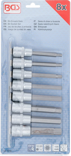 Conjunto de Encaixes para Pontas | Sextavado Interno Longo | 1/2" | 8 peças
