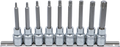 Conjunto de Encaixes Torx Longos | 1/2" | T20 - T60 | 100mm | 9 peças