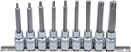 Conjunto de Encaixes Torx Longos | 1/2" | T20 - T60 | 100mm | 9 peças