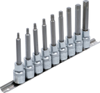Conjunto de Encaixes Torx Longos | 1/2" | T20 - T60 | 100mm | 9 peças