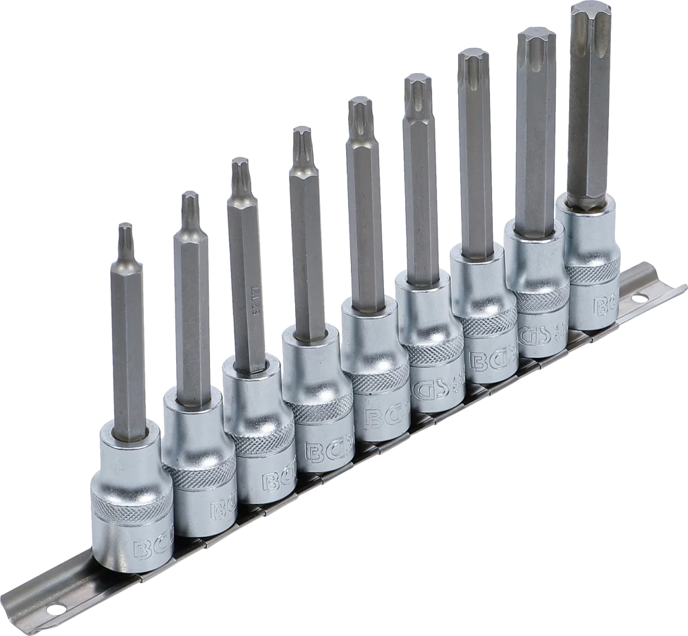 Conjunto de Encaixes Torx Longos | 1/2" | T20 - T60 | 100mm | 9 peças