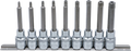 Conjunto de Encaixes Torx com Furo Longos | 1/2" | T20 - T60 | 100mm | 9 peças