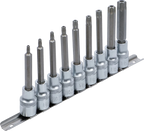 Conjunto de Encaixes Torx com Furo Longos | 1/2" | T20 - T60 | 100mm | 9 peças