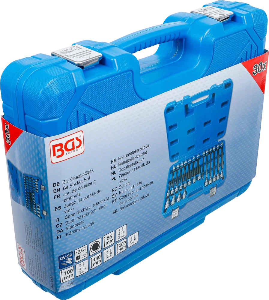 Conjunto de Encaixes para Pontas | Sextavado Interno Multi-Comprimento | 1/2" | 30 peças