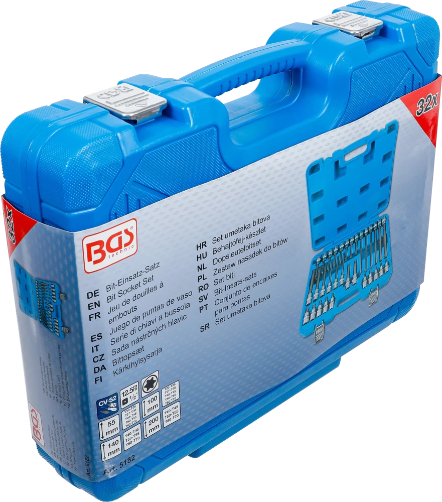 Conjunto de Encaixes Torx Multi-Comprimento | 1/2" | T20-T70 | 32 peças
