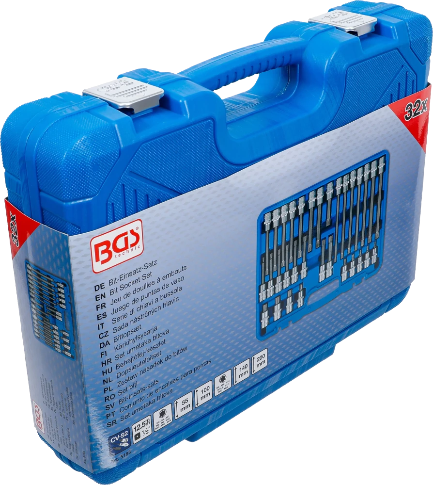 Conjunto de Encaixes para Pontas RIBE | 1/2" | M5 - M14 | 32 peças