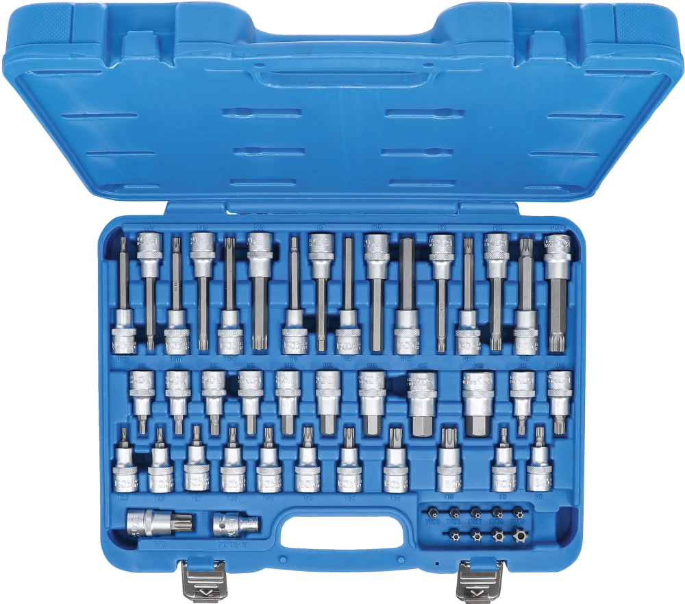 Conjunto de Encaixes para Pontas | Torx, Sextavado, XZN | 1/2" + 5/16" | 49 peças