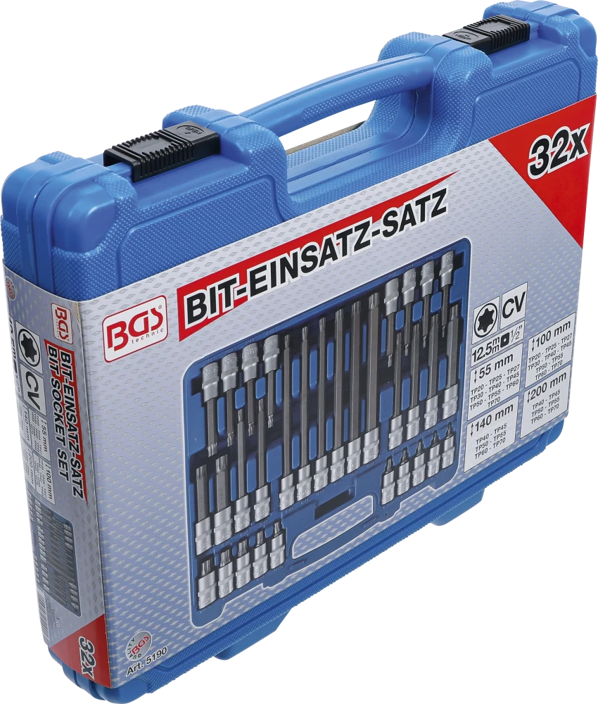 Conjunto de Encaixes Torx Plus (TP) | 1/2" | TP20 - TP70 | 32 peças