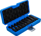 Conjunto de encaixes para chave de caixa de impacto perfil em E, fundo | Entrada de quadrado interno de 12,5 mm (1/2") | E10 - E24 | 9 peças