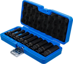 Conjunto de encaixes para chave de caixa de impacto perfil em E, fundo | Entrada de quadrado interno de 12,5 mm (1/2") | E10 - E24 | 9 peças