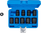 Conjunto de encaixes para chave de caixa de impacto sextavados | Entrada de quadrado interno de 12,5 mm (1/2") | 10 - 24 mm | 10 peças