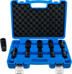 Conjunto de encaixes para chave de caixa de impacto sextavado, profundos | Entrada de quadrado interno de 12,5 mm (1/2") | 10 - 24 mm | 10 peças