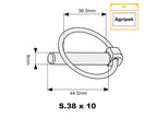 Agripak 10 un. Cavilha de mola 8mm x 44.5mm (S.5207)