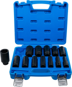 Conjunto de encaixes para chave de caixa de impacto sextavado, profundos | Entrada de quadrado interno de 12,5 mm (1/2") | Tamanhos em polegadas | 13 peças
