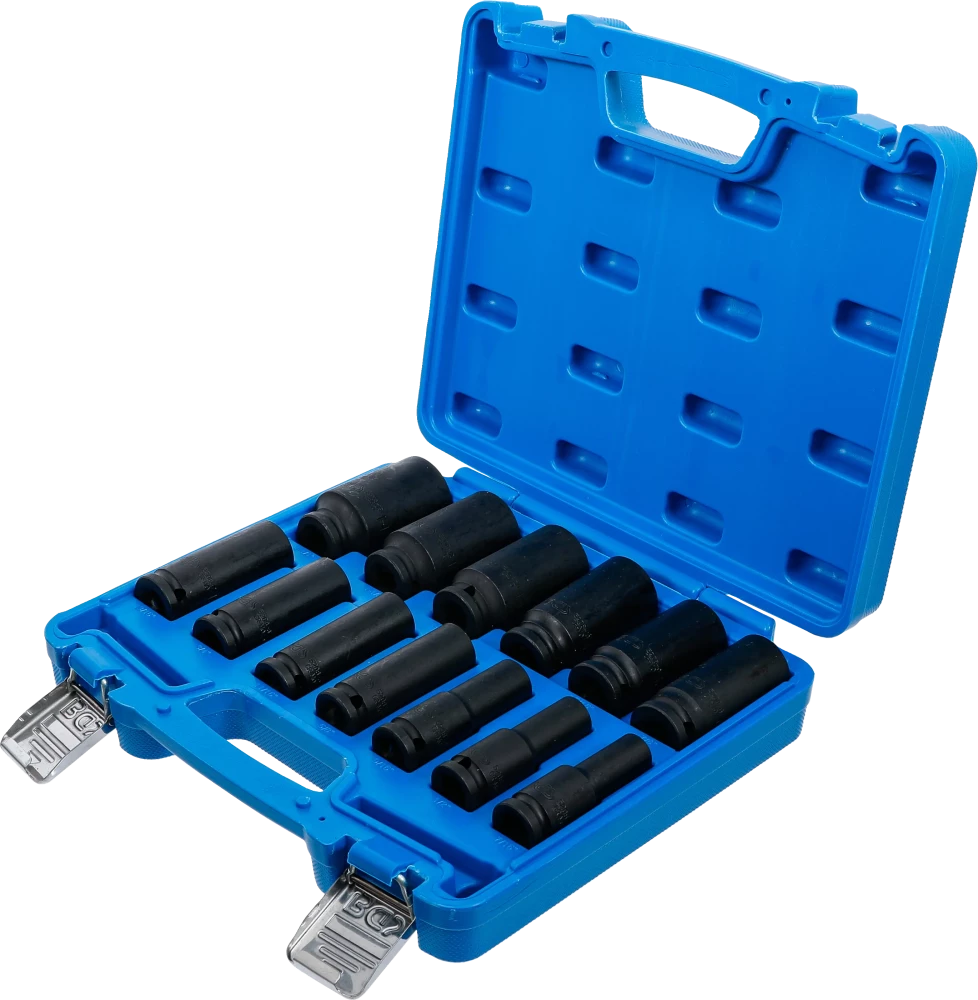 Conjunto de encaixes para chave de caixa de impacto sextavado, profundos | Entrada de quadrado interno de 12,5 mm (1/2") | Tamanhos em polegadas | 13 peças