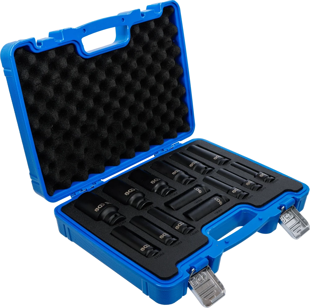 Conjunto de encaixes para chave de caixa de impacto Gear Lock | Entrada de quadrado interno de 12,5 mm (1/2") | 10 - 32 mm | 14 peças