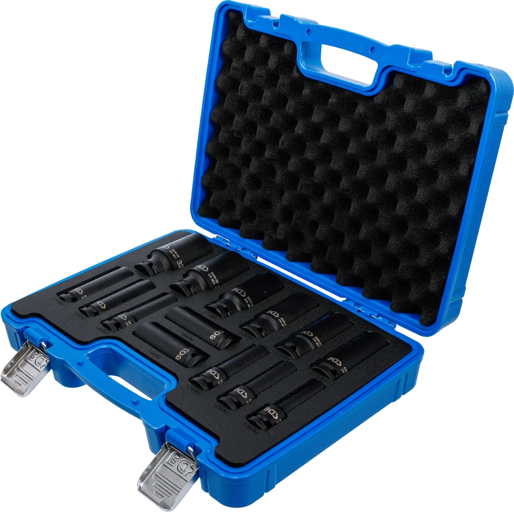 Conjunto de encaixes para chave de caixa de impacto Gear Lock | Entrada de quadrado interno de 12,5 mm (1/2") | 10 - 32 mm | 14 peças