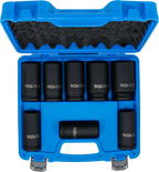 Conjunto de encaixes para chave de caixa de impacto, extra fundos | Entrada de quadrado interno de 20 mm (3/4") | 22 - 38 mm | 8 peças