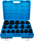 Conjunto de encaixes para chave de caixa de impacto | Entrada de quadrado interno de 20 mm (3/4") | 19 - 55 mm | 17 peças