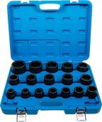 Conjunto de encaixes para chave de caixa de impacto | Entrada de quadrado interno de 20 mm (3/4") | 19 - 55 mm | 17 peças