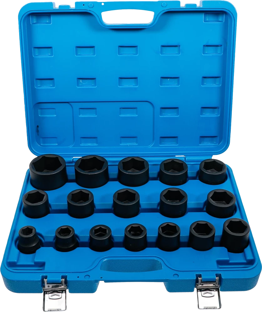 Conjunto de encaixes para chave de caixa de impacto | Entrada de quadrado interno de 20 mm (3/4") | 19 - 55 mm | 17 peças