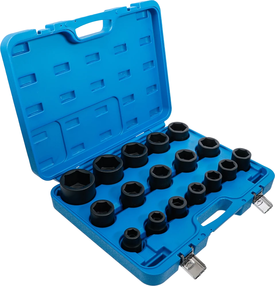 Conjunto de encaixes para chave de caixa de impacto | Entrada de quadrado interno de 20 mm (3/4") | 19 - 55 mm | 17 peças