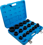 Conjunto de encaixes para chave de caixa de impacto | Entrada de quadrado interno de 20 mm (3/4") | 19 - 55 mm | 17 peças